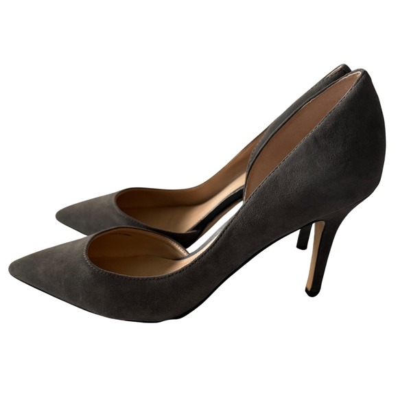 White House Black Market Ella Asphalt DOrsay Heels Pumps Gray Suede‎ Size 8M - Picture 2 of 7